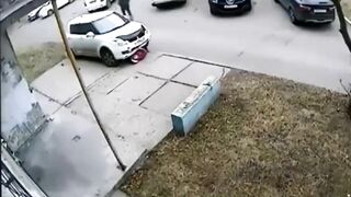 An Elderly Woman Is Hit By A Car. Russia 