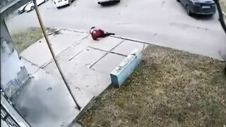 An Elderly Woman Is Hit By A Car. Russia 
