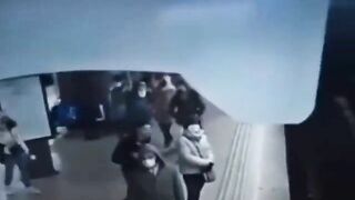 An Idiot Pushes A Girl Under An Approaching Subway Train 