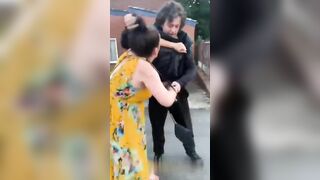 Angry Woman Attacks Man 