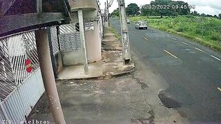 Biker Falls Off Motorcycle And Hits A Pole 