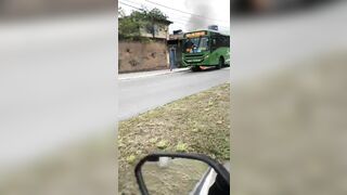 The Bus Pulled The Motorcyclist Under Its Wheels. (Actions And Consequences