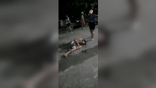 Crazy Bastard Kicks Downed Opponent In The Head 