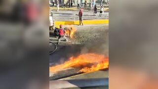 Putting Out A Burning Car Doesn't Go As Planned 