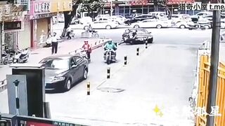 Driver On Moped Hits Couple (action And Consequences)