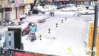 Driver On Moped Hits Couple (action And Consequences)