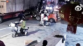 Forklift Driver Nearly Beheads Motorcyclist