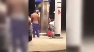 Crazy Asshole Stomps A Young Man To Death At A Gas Station.