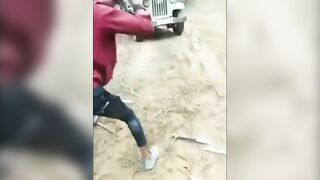 Man Screams Like A Pig As He Is Beaten With Sticks 