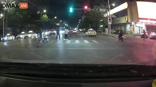 Man Riding Electric Scooter Gets Hit By Car, Then Things Get Worse