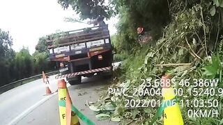 Motorcyclist Crashes Into Parked Truck 