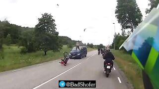 Motorcyclist Not Looking At The Road 