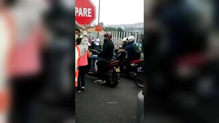 Motorcyclist's Head Crushed By Bus Wheels 