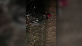 Motorcyclist With Broken Leg After Accident 