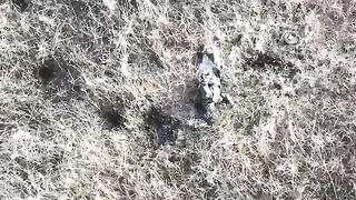 Russian Soldier Blown In Half By Grenade Dropped By Drone.