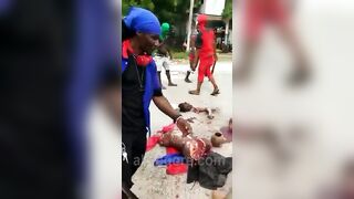 Several Armed Animals Mock The Bodies Of Dead Enemies