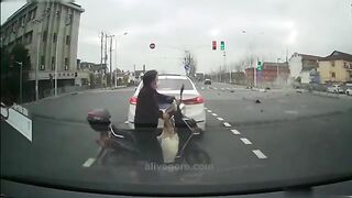 Horrific Act Of Violence Causes Car To Crash Into Motorcycle 
