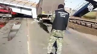 Dump Truck Driver Forgets To Lower The Body