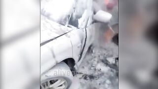 Driver Burned Alive In Car 