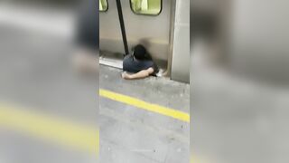 The Man Was Squeezed Between The Platform And The Train 