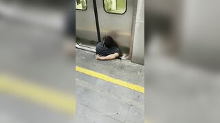 The Man Was Squeezed Between The Platform And The Train 