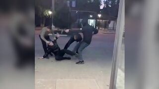 Three Bastards Brutally Beat A Man Outside A Store. Russian