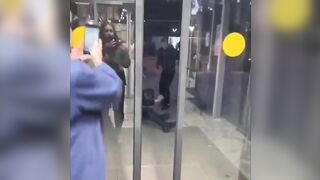 Three Bastards Brutally Beat A Man Outside A Store. Russian