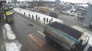 Truck Runs Over Old Woman. Ukraine 