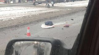 Truck Runs Over Old Woman. Ukraine 