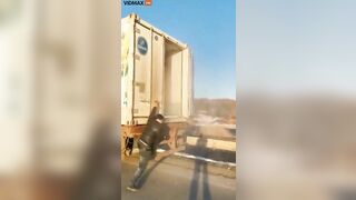 Truck Driver's Trailer Nearly Ripped Off