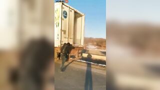 Truck Driver's Trailer Nearly Ripped Off