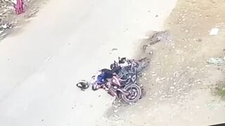 Truck Runs Over Cyclist's Head 