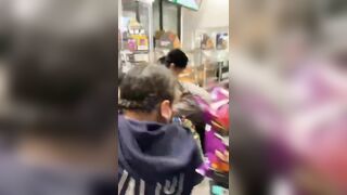 Two Men Fight At Gas Station 