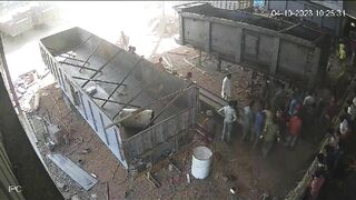 Welder Explodes While Standing On Barrel Welding At Junkyard