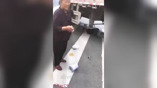 Woman Riding Scooter Under Truck Wheel 