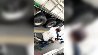 Woman Under Truck Wheels 