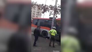 Woman Nailed To A Pole By Bus, Head Blown Off 