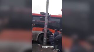 Woman Nailed To A Pole By Bus, Head Blown Off 