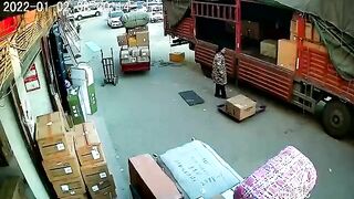 Woman Explodes While Unloading A Truck 