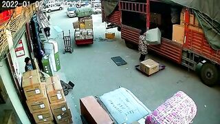 Woman Explodes While Unloading A Truck 