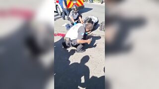 Bicyclist Hits Truck And Is Pierced By Mirror