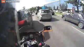 Cyclist Destroys His Bike While Trying To Beat Traffic Jam