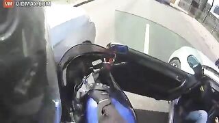 Cyclist Destroys His Bike While Trying To Beat Traffic Jam