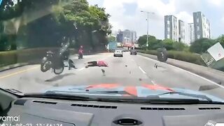 Motorcyclist Killed By Spinning Tire