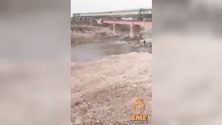 Cyclists Use Railway Bridge To Cross River After Road Closure