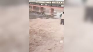 Cyclists Use Railway Bridge To Cross River After Road Closure
