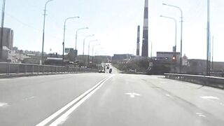 The Driver Of A Box Truck Left The Road And Hit The Guardrail
