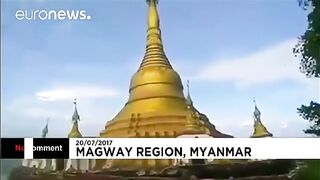 Pagoda Collapses Into River In Myanmar
