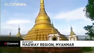 Pagoda Collapses Into River In Myanmar