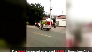 Explosion At Plastics Factory In Northern China Province Captured On Video